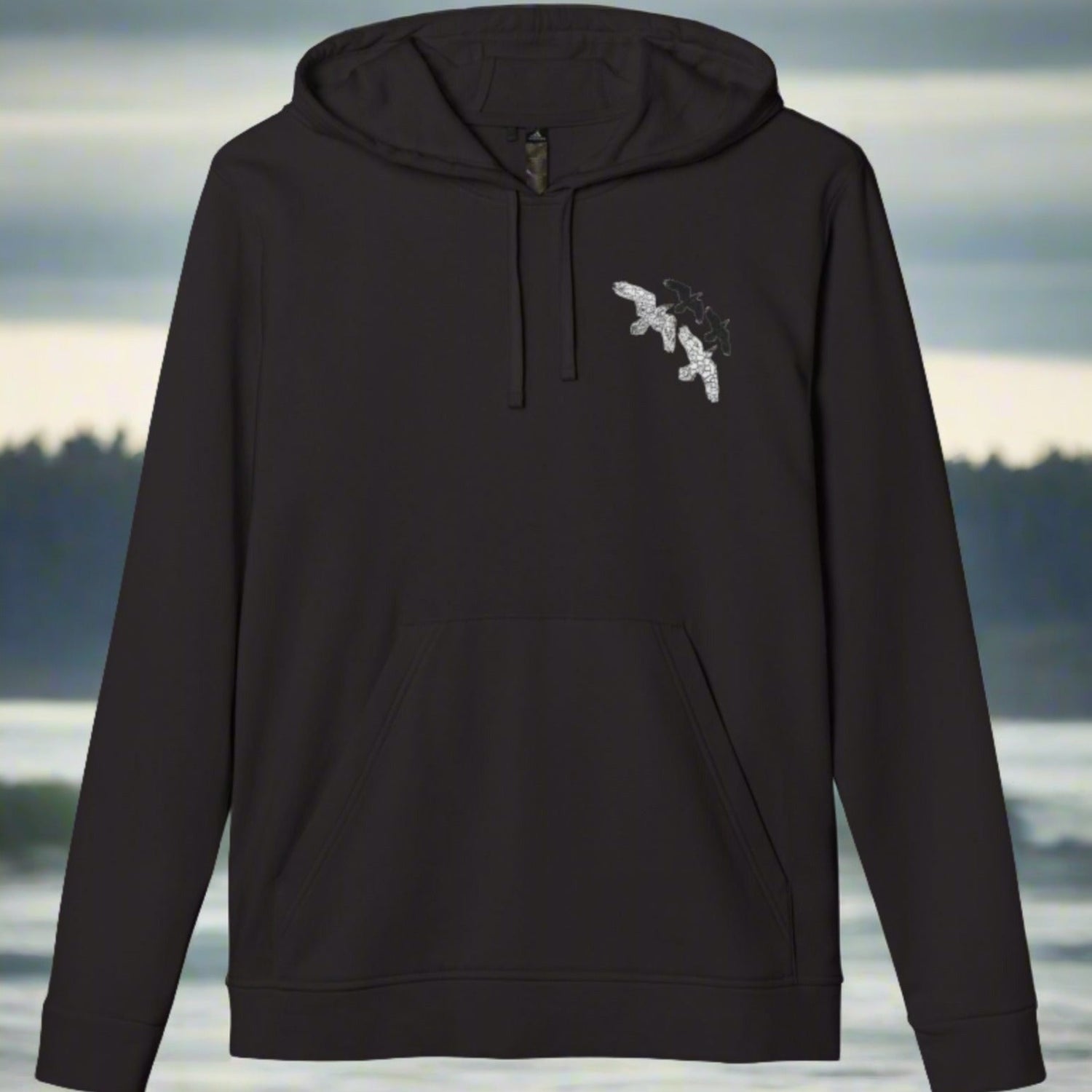 Custonized Adidas Hoodie with Open Wings Bird Illustration Design