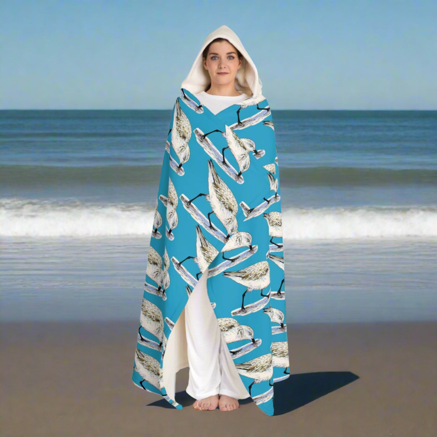 Sanderling ~ Hooded Sherpa Fleece Blanket