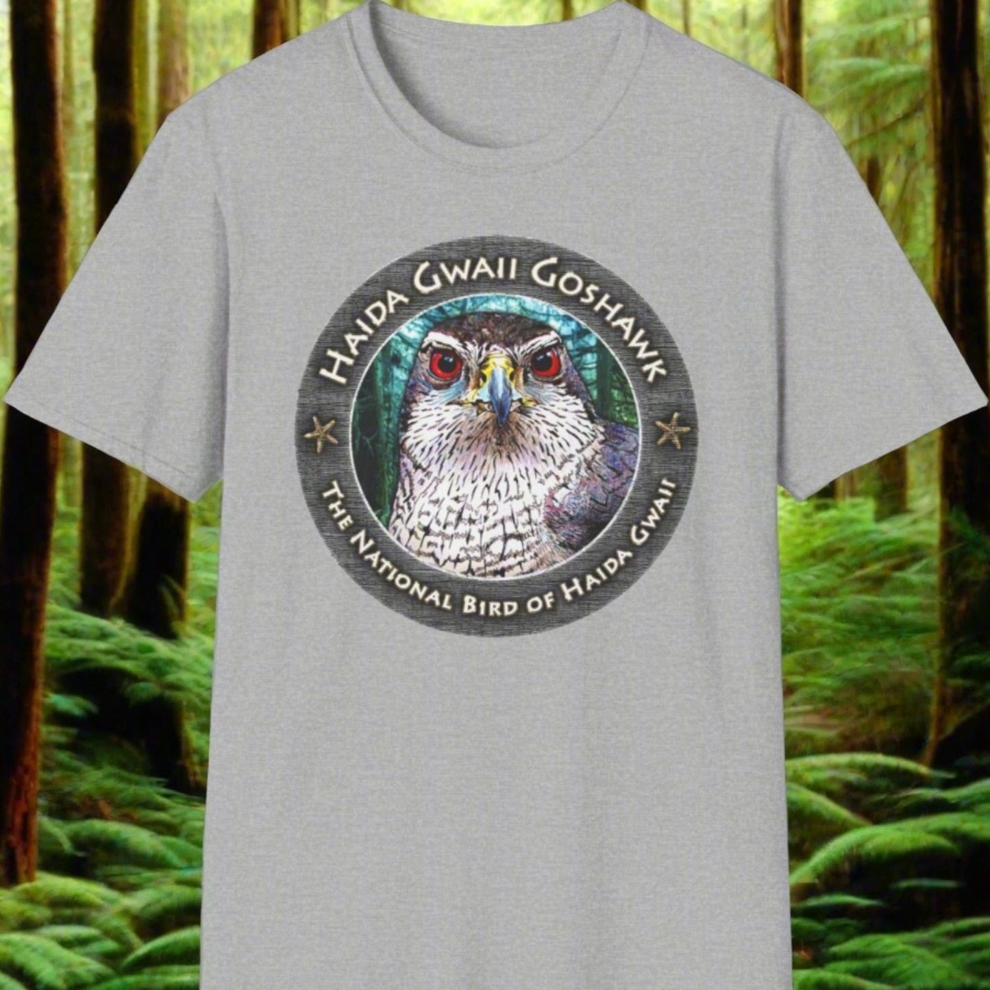 Haida Gwaii Goshawk ~ Full Colour - Unisex Softstyle T-Shirt