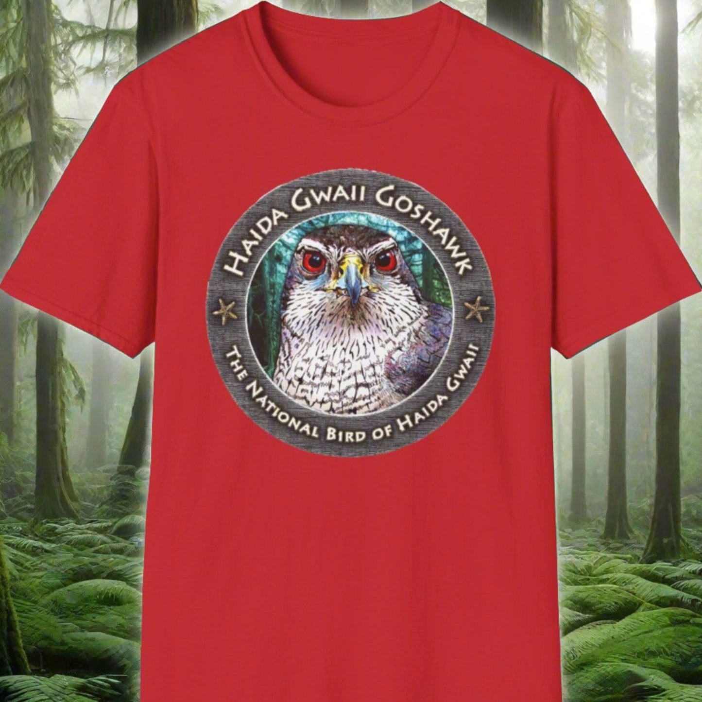 Haida Gwaii Goshawk ~ Full Colour - Unisex Softstyle T-Shirt