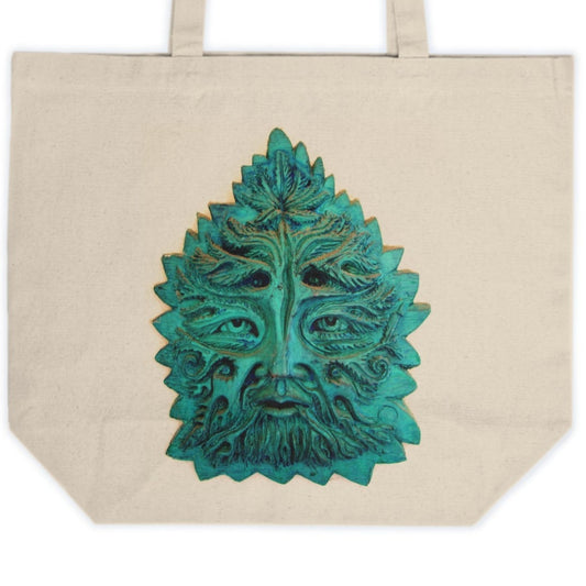 Hemp Green Man ~ Canvas Shopping Tote