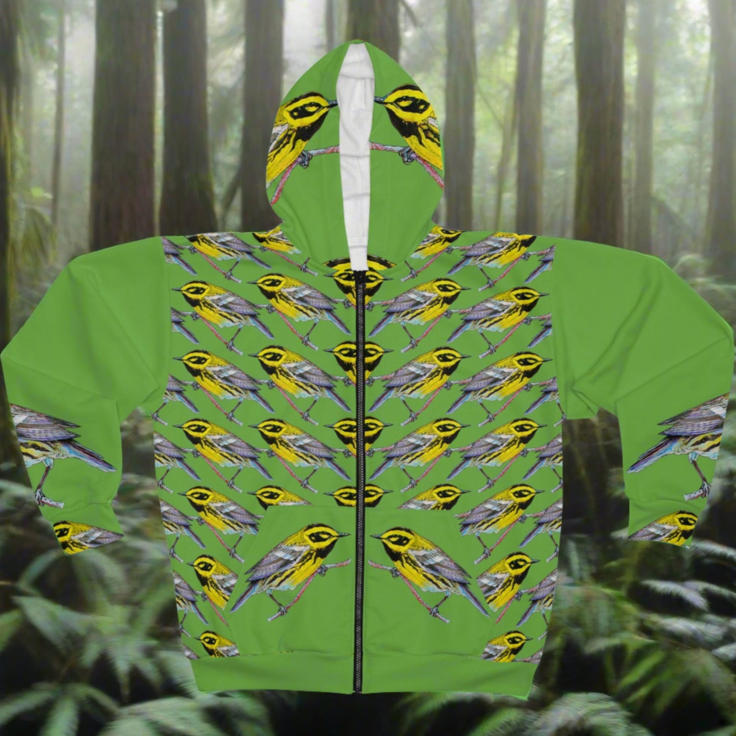 Townsend's Warbler ~ Unisex Zip Hoodie (AOP)