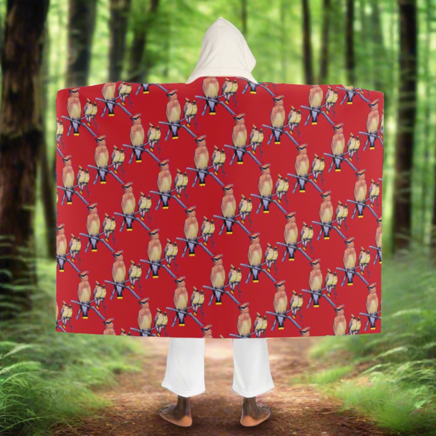 Waxwings ~ Hooded Sherpa Fleece Blanket