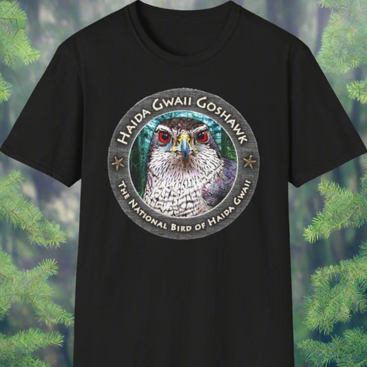 Haida Gwaii Goshawk ~ Full Colour - Unisex Softstyle T-Shirt