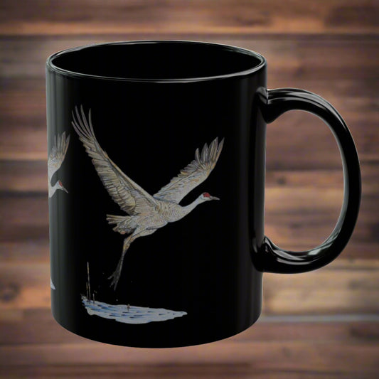 Sandhill Crane ~ Black Mug (11oz)