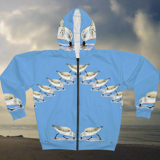 Sanderling ~ Unisex Zip Hoodie (AOP)