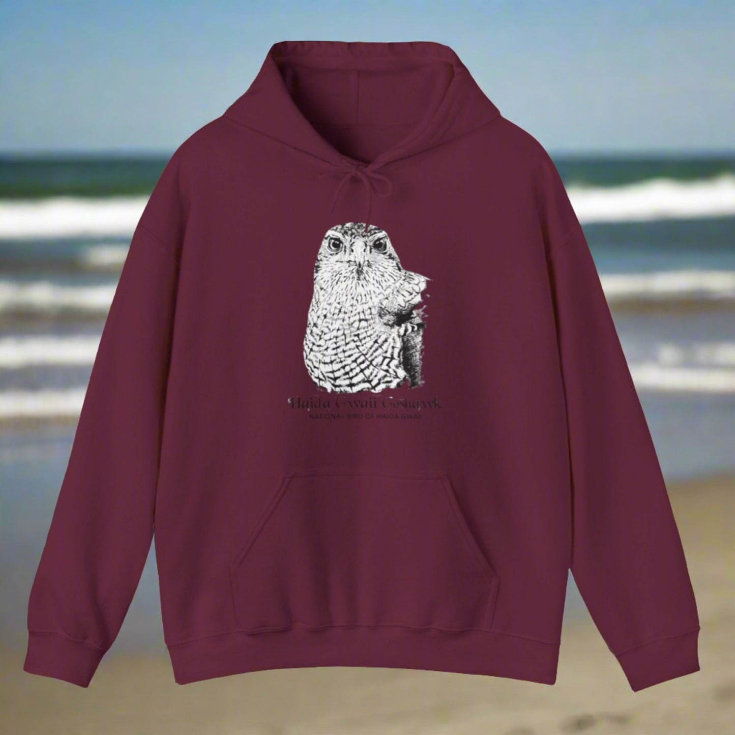 Haida Gwaii Goshawk ~ B&W Linework - Unisex Heavy Blend™ Hoodie