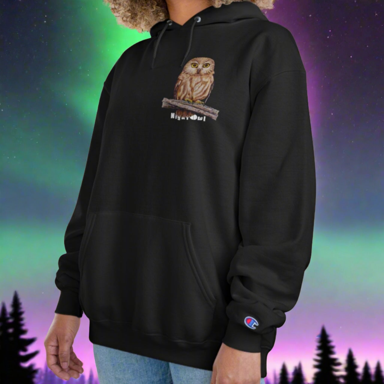 Night Owl ~ Black Champion Hoodie