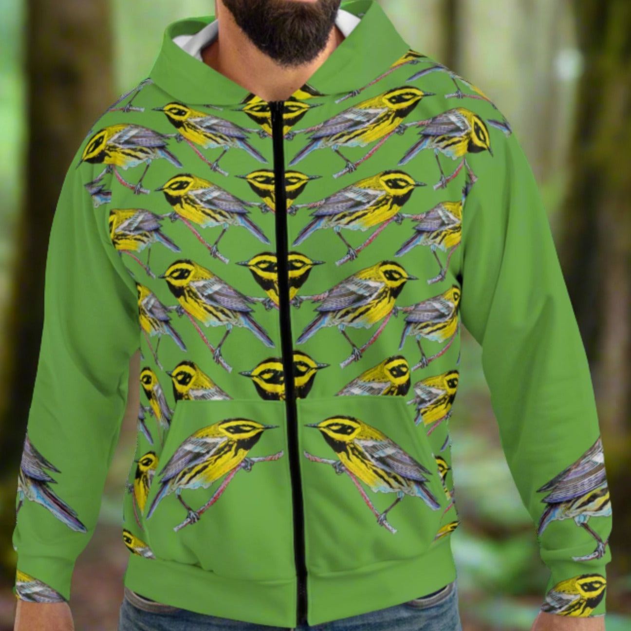 Townsend's Warbler ~ Unisex Zip Hoodie (AOP)