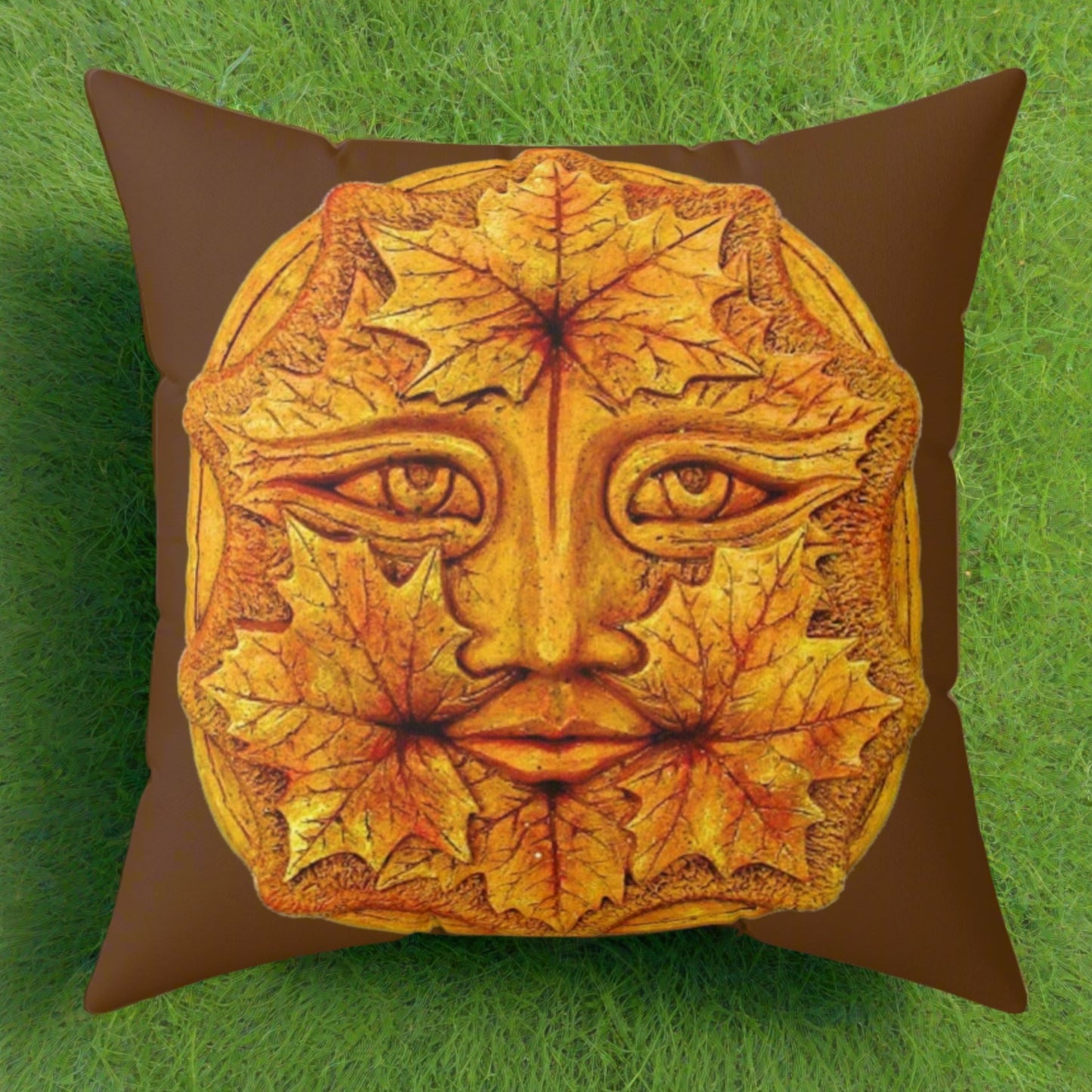 Maple Green Man ~ Faux Suede Square Pillow