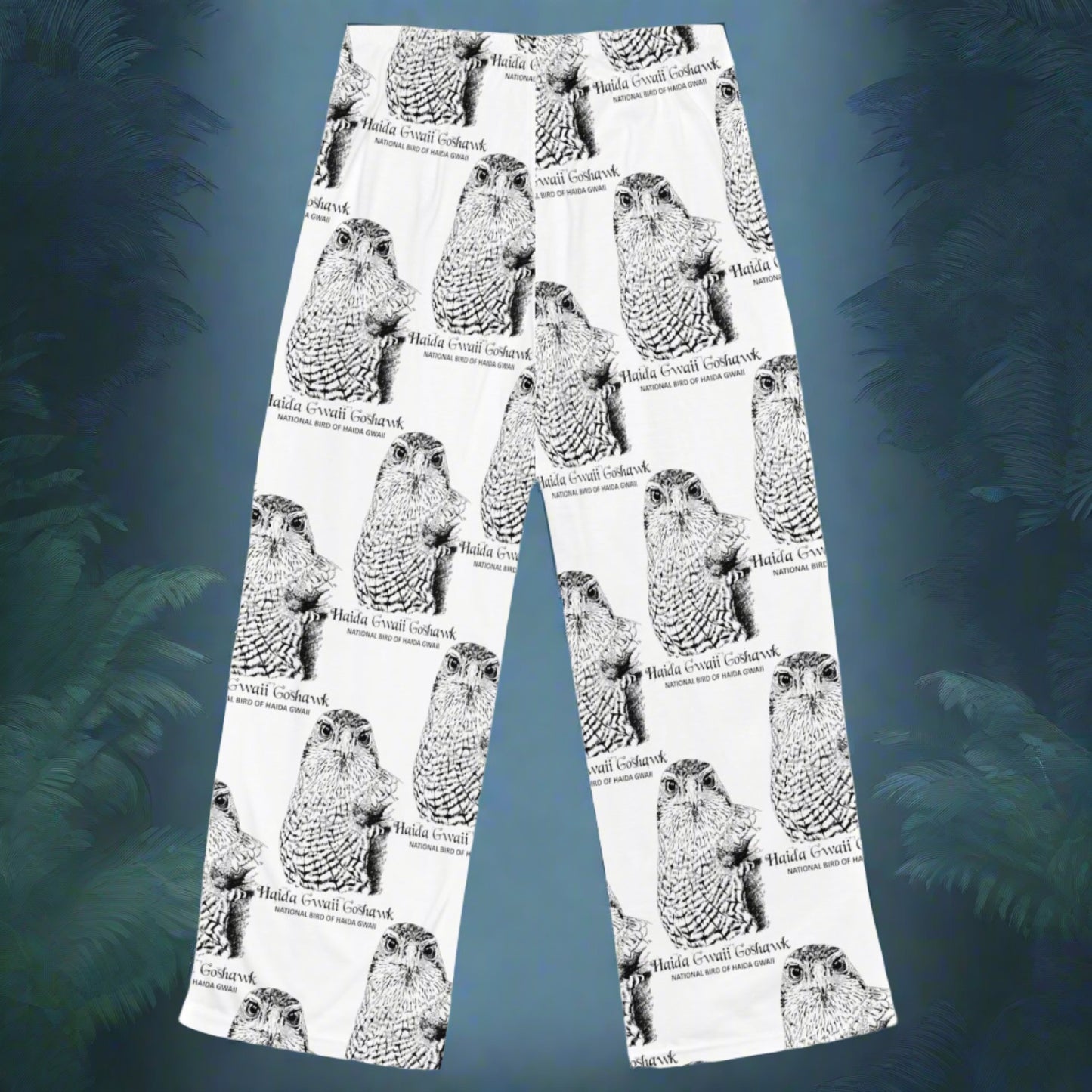 Haida Gwaii Goshawk ~ B&W Linework - Women's Pajama Pants