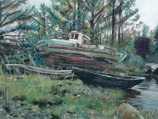 Masset Boats ~ Print on Canvas 12x16